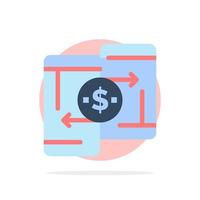 icono de color plano de fondo de círculo abstracto de pago de dinero móvil teléfono peertopeer vector