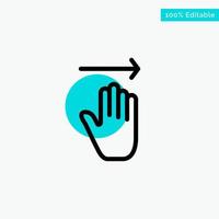 Hand Arrow Gestures right turquoise highlight circle point Vector icon