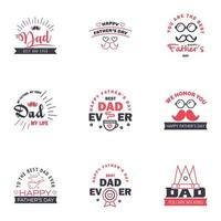 9 Black and Pink Happy Fathers Day Design Collection A set of twelve brown colored vintage style Fathers Day Designs on light background Editable Vector Design Elements