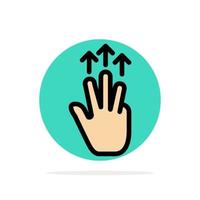 Gestures Hand Mobile Three Finger Touch Abstract Circle Background Flat color Icon vector