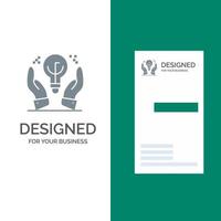 Protected Ideas Business Idea Hand Grey Logo Design and Business Card Template vector