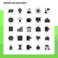 25 conjunto de iconos de negocios e inversiones plantilla de ilustración de vector de icono de glifo sólido para ideas web y móviles para empresa comercial