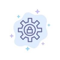 Gear Setting Lock Support Blue Icon on Abstract Cloud Background vector