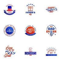 Happy fathers day card 9 Blue and red Set Vector illustration Editable Vector Design Elements