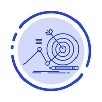 Target Success Goal Focus Blue Dotted Line Line Icon vector