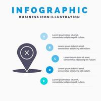 ubicación navegación lugar eliminar sólido icono infografía 5 pasos presentación antecedentes vector