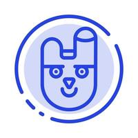 Animal Bunny Face Rabbit Blue Dotted Line Line Icon vector