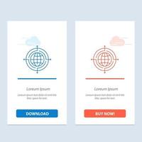 Globe Focus Target Connected  Blue and Red Download and Buy Now web Widget Card Template vector