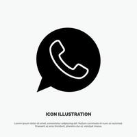 App Chat Telephone Watts App solid Glyph Icon vector