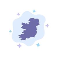 World Map Ireland Blue Icon on Abstract Cloud Background