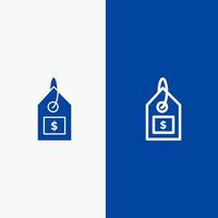 Tag Dollar Label Interface Line and Glyph Solid icon Blue banner Line and Glyph Solid icon Blue banner vector