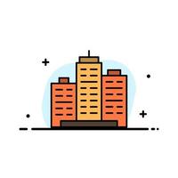 Building Architecture Business Estate Office Property Real  Business Flat Line Filled Icon Vector Banner Template