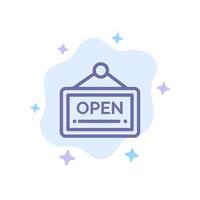 Open Sign Board Hotel Blue Icon on Abstract Cloud Background vector