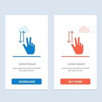 Finger Gestures Two Up Down  Blue and Red Download and Buy Now web Widget Card Template vector