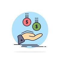 coins hand currency payment money Flat Color Icon Vector