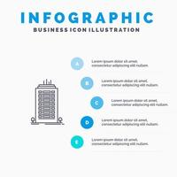 Building Office Skyscraper Tower Line icon with 5 steps presentation infographics Background vector