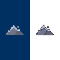 mountain landscape hill nature tree Flat Color Icon Vector