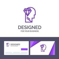 tarjeta de visita creativa y plantilla de logotipo mente perfección cabeza de diamante ilustración vectorial vector