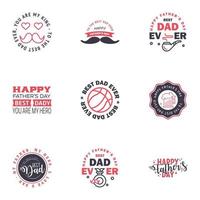 Happy Fathers Day 9 Black and Pink Vector Element Set Ribbons and Labels Editable Vector Design Elements