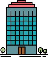 Building Office Tower Space  Flat Color Icon Vector icon banner Template