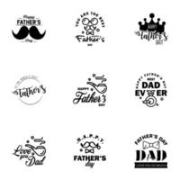 9 Black Happy Fathers Day Design Collection A set of twelve brown colored vintage style Fathers Day Designs on light background Editable Vector Design Elements