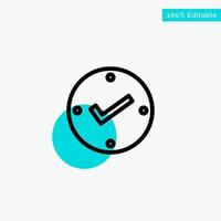 Open Tick Approved Check turquoise highlight circle point Vector icon