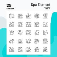 25 conjunto de iconos de elementos de spa 100 archivos eps 10 editables concepto de logotipo de empresa ideas diseño de icono de línea vector