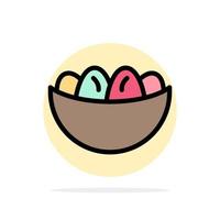 Bowl Celebration Easter Egg Nest Abstract Circle Background Flat color Icon vector