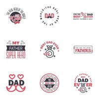 HAPPY FATHERS DAY 9 Black and Pink HOLIDAY HAND LETTERING VECTOR HAND LETTERING GREETING TYPOGRAPHY Editable Vector Design Elements