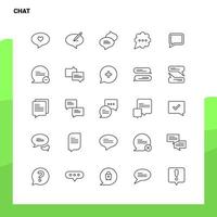 conjunto de iconos de línea de chat conjunto de 25 iconos diseño de estilo minimalista vectorial conjunto de iconos negros paquete de pictogramas lineales vector