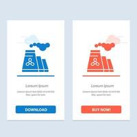 Factory Pollution Production Smoke  Blue and Red Download and Buy Now web Widget Card Template vector