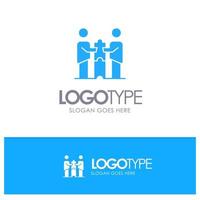 socios colaboración cooperación empresarial socios asociación logotipo sólido azul con lugar para el eslogan vector