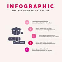 Books Cap Education Graduation Solid Icon Infographics 5 Steps Presentation Background vector