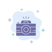 Camera Image Photo Photography Blue Icon on Abstract Cloud Background vector