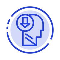 Arrow Head Human Knowledge Down Blue Dotted Line Line Icon vector