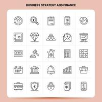 OutLine 25 Business Strategy and Finance Icon set Vector Line Style Design Black Icons Set Linear pictogram pack Web and Mobile Business ideas design Vector Illustration