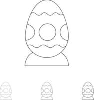 Decoration Easter Easter Egg Egg Bold and thin black line icon set vector