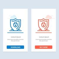 Internet Shield Lock Security  Blue and Red Download and Buy Now web Widget Card Template vector