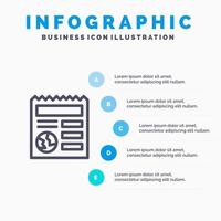 Basic Document Globe Ui Line icon with 5 steps presentation infographics Background vector
