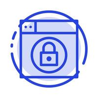 Web Design Lock Blue Dotted Line Line Icon vector