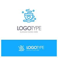 Cup Coffee Tea Love Blue Outline Logo Place for Tagline vector