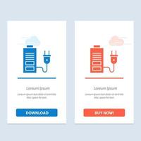 Accumulator Battery Power Plug  Blue and Red Download and Buy Now web Widget Card Template vector