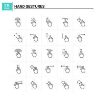 25 Hand Gestures icon set vector background