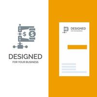 Business Finance Income Market Reform Grey Logo Design and Business Card Template vector