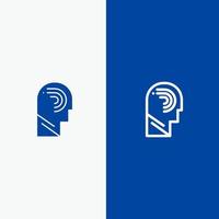 Access Human Manipulate Mind Switch Line and Glyph Solid icon Blue banner Line and Glyph Solid icon Blue banner vector