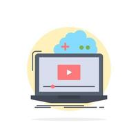 Cloud game online streaming video Flat Color Icon Vector