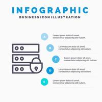 icono de línea de clave de seguridad electrónica de dispositivo con fondo de infografía de presentación de 5 pasos vector