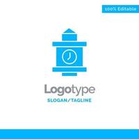 Train Time Station Blue Solid Logo Template Place for Tagline vector
