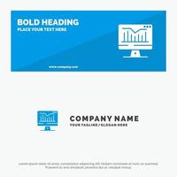 Computer Static Graph Monitor SOlid Icon Website Banner and Business Logo Template vector