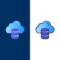 Cloud Computing Money Dollar  Icons Flat and Line Filled Icon Set Vector Blue Background